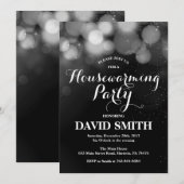 Housewarming Party Invitation Card Silver Glitter Kaart (Voorkant / Achterkant)