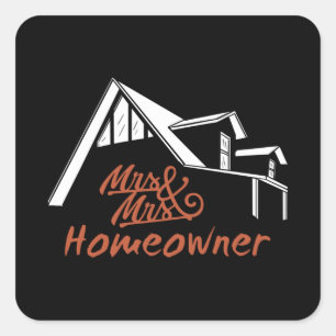 Housewarming party Mr & Mrs Homeowner Vierkante Sticker