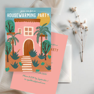 HOUSEWARMING PARTY Nieuw Roze Thuis Adres CUSTOM Kaart