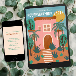 HOUSEWARMING PARTY Nieuw Roze Thuis Adres CUSTOM Kaart