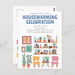 Housewarming Party Nodig Schattigee woonkamer plan Briefkaart