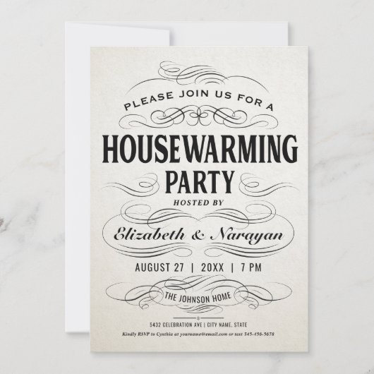 Housewarming Party nodigt  Scrollwork uit Kaart (Voorkant)