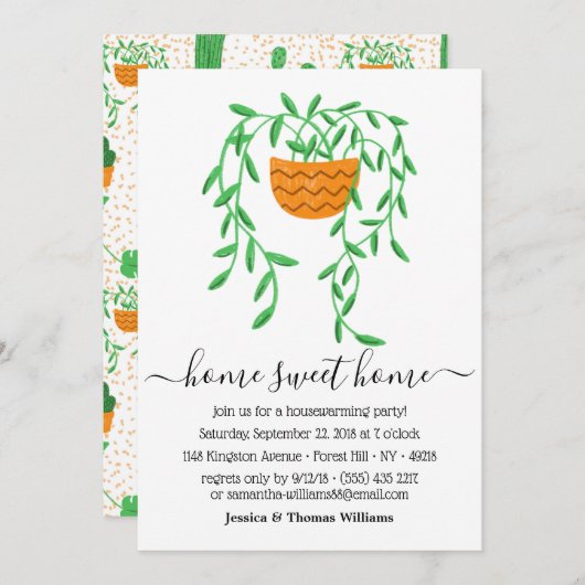 Housewarming Party Plant Potlood House Kaart (Voorkant / Achterkant)