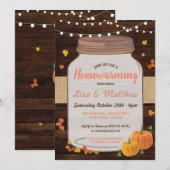 Housewarming Party Rustic Jar Wood Pumpkin Invite Kaart (Voorkant / Achterkant)