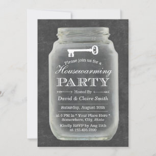 Housewarming Party Rustic Mason Jar Chalkboard Kaart