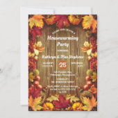 Housewarming Party - Rustic Woodsy Fall Leaves Kaart (Voorkant)