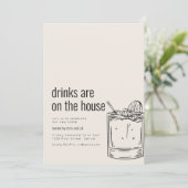 Housewarming Party Uitnodiging met Cocktail (Staand voorkant)