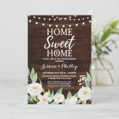 Housewarming Party Wood Rustic New Home Invite Kaart (Staand voorkant)