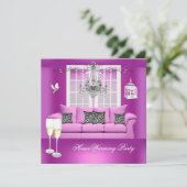 HouseWarming Pink Champagne Chandelier Sofa Kaart (Staand voorkant)