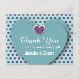 HOUSEWARMING Thank You Hearts Stippen B03 AQUA Briefkaart