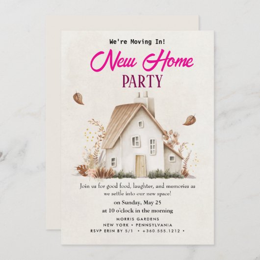 housewarming-uitnodiging kaart (Voorkant / Achterkant)