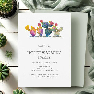 Housewarming Uitnodigingen Waterverf Cactus