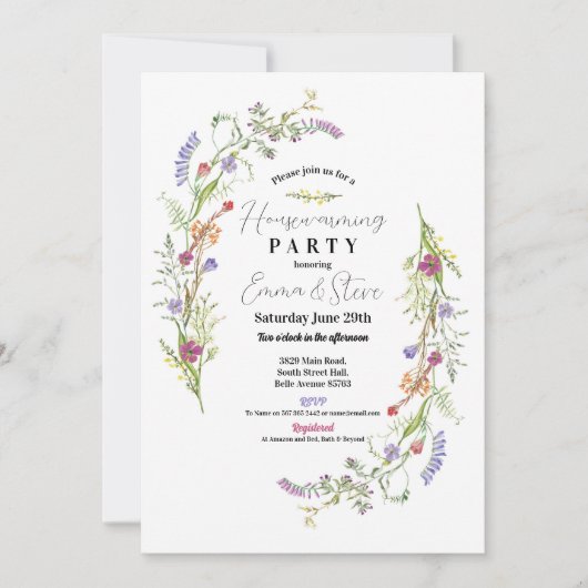 Housewarming Wildflowers Floral Ditsy Kaart (Voorkant)