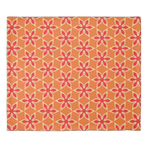 Housse de couette florale simple brique et safran