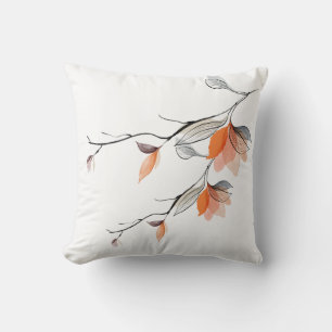 Housse de coussin à branche de fleurs aquarelle ép