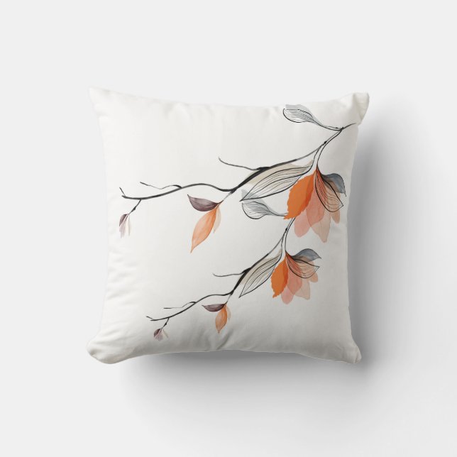 Housse de coussin à branche de fleurs aquarelle ép (Recto)