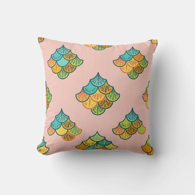 Housse de Coussin à Écailles de Poisson Rose Tropi (Recto)