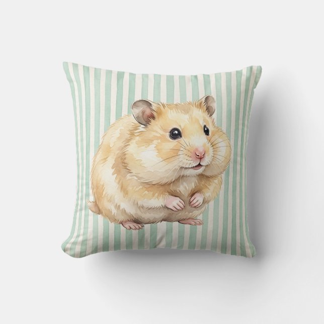 Housse de coussin aquarelle de hamster syrien (Recto)