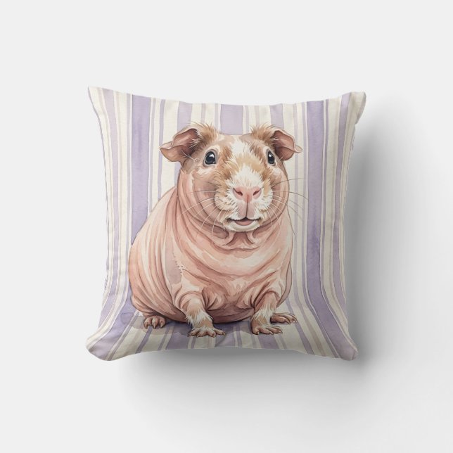 Housse de coussin aquarelle pour cochon d'Inde mai (Recto)