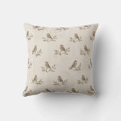 Housse de coussin botanique Vintage Sparrow (Verso)