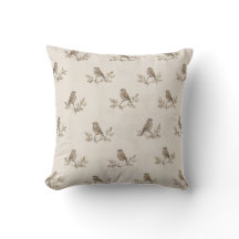 Housse de coussin botanique Vintage Sparrow