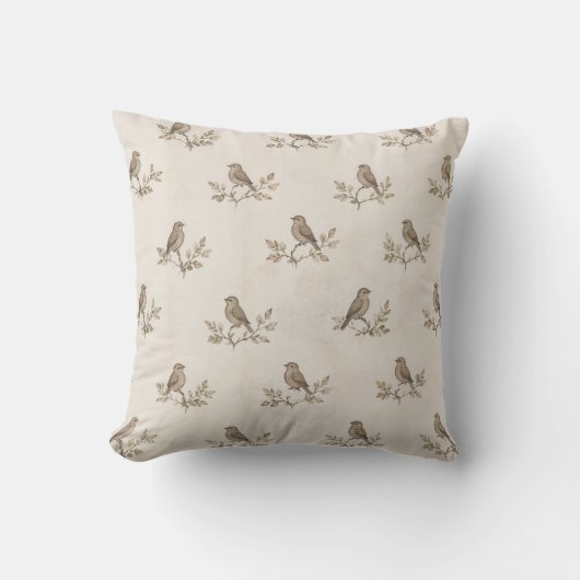 Housse de coussin botanique Vintage Sparrow (Recto)