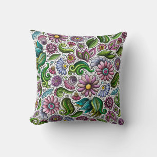 Housse de coussin carré floral printanier coloré