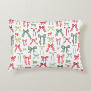 Housse de coussin Coquette Noël Nœuds Rouge Vert