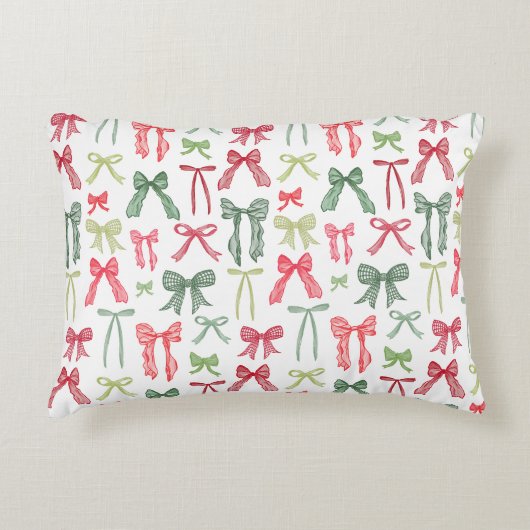 Housse de coussin Coquette Noël Nœuds Rouge Vert (Devant)