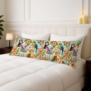 Housse de Coussin Corporel Animaux Tropicaux de la