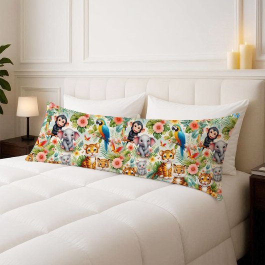 Housse de Coussin Corporel Animaux Tropicaux de la