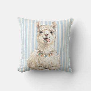 Housse de coussin d'animal de ferme lama aquarelle