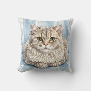 Housse de coussin de chat Selkirk Rex aquarelle