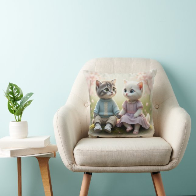Housse de Coussin de Chat Tom & Luna, Coussin de C (Chaise)