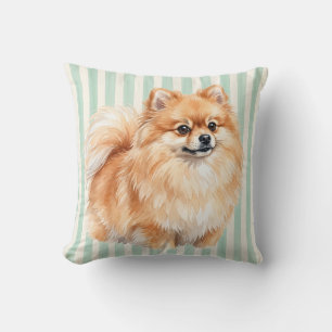 Housse de coussin de chien Pomeranian aquarelle