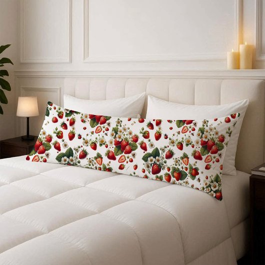 Housse de coussin de corps à la fraise botanique