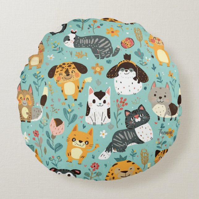 Housse de Coussin de Jet Émoussé à Imprimé d'Anima (Devant)