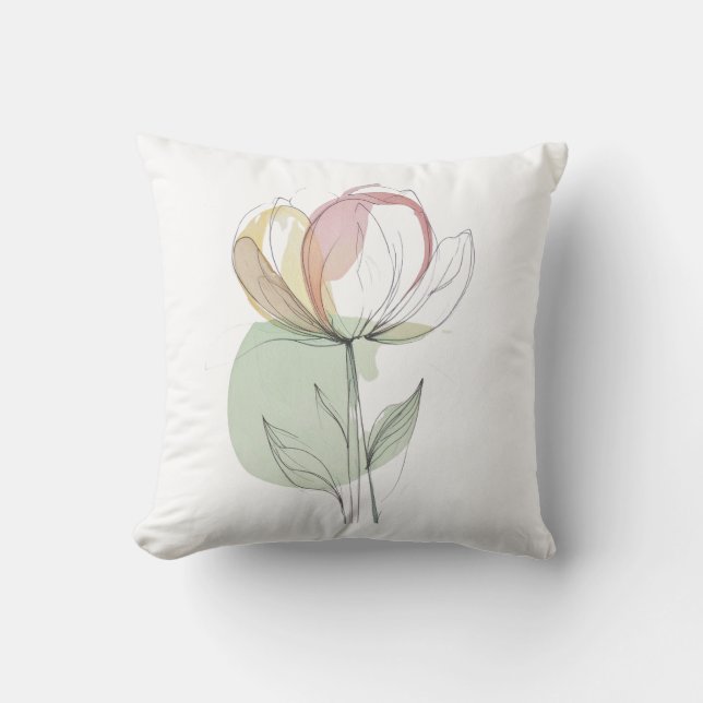 Housse de coussin de jet pastel florale  (Recto)