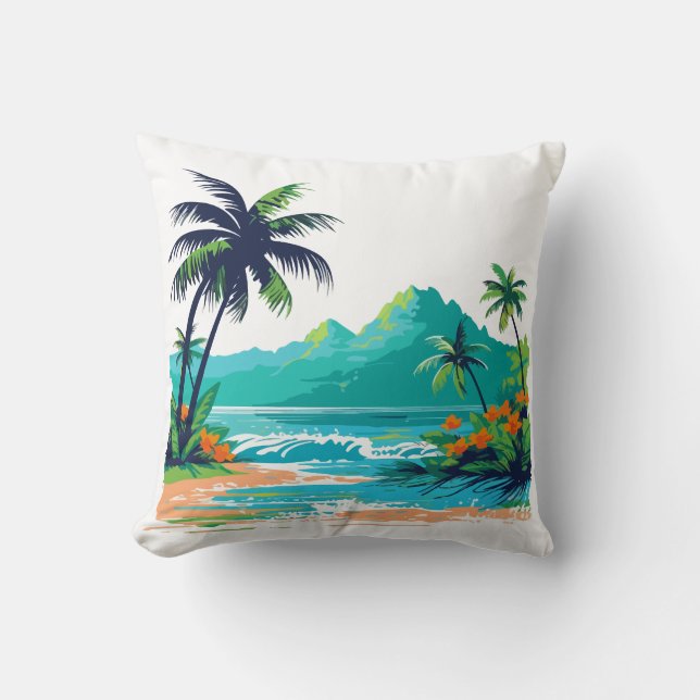 Housse de Coussin de Jeter de l'Île Tropicale (Recto)