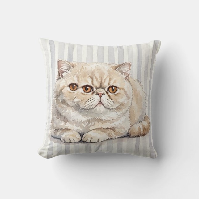 Housse de coussin décoratif chat à l'aquarelle (Recto)