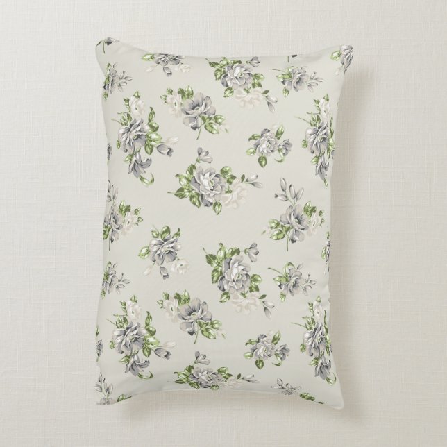 Housse de Coussin Décorative Fleurie Beige – Éléga (Dos(Vertical))