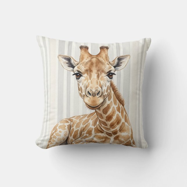 Housse de Coussin Décorative Girafe Aquarelle (Recto)