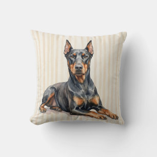 Housse de coussin Doberman Pinscher aquarelle