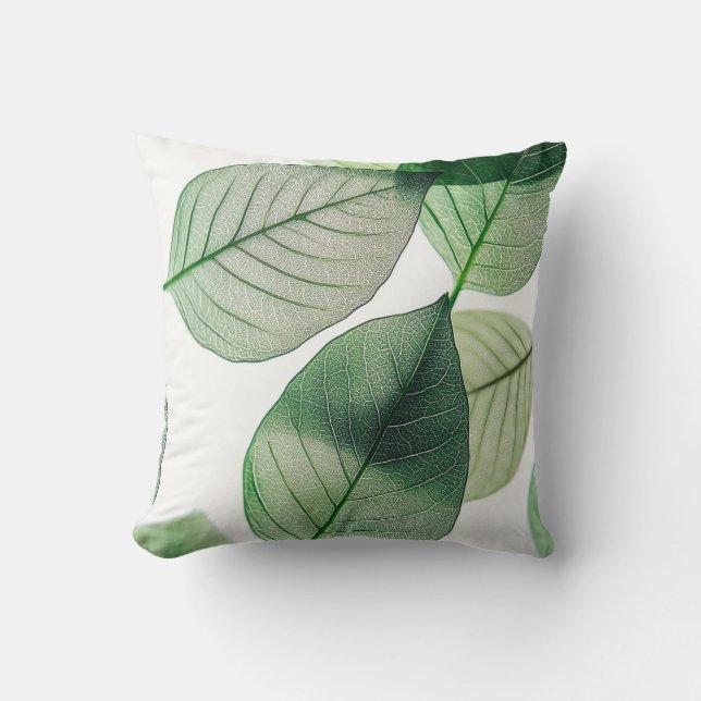 Housse de Coussin Élégante à Feuilles Vertes | Min (Recto)
