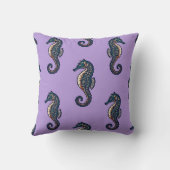 Housse de coussin en batik Cheval Marin Lavande (Verso)