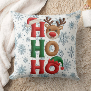 Housse de Coussin Flocons de Neige Ho Ho Ho