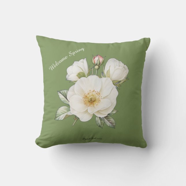 Housse de Coussin Floral Aquarelle de Printemps, P (Recto)