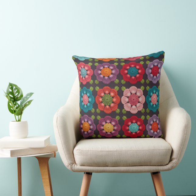 Housse de coussin florale à 20 marguerites - Décor (Chaise)