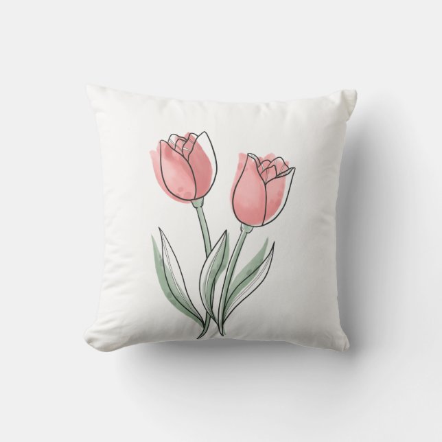 Housse de coussin jetable à fleurs de tulipe minim (Recto)
