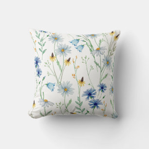 Housse de coussin jetable à fleurs sauvages aquare